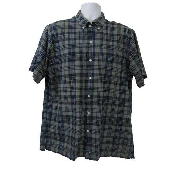 Ralph Lauren Mens Shirt Medium Green Plaid Button Front Short Sleeve 100% Cotton - Picture 1 of 6